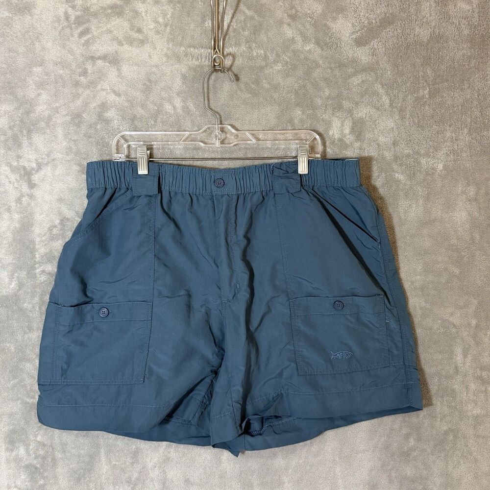 AFTCO M01 Bluewater Fishing Shorts Mens 40 Blue Cargo Pocket Nylon Swim
